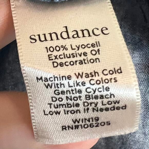 Sundance Fleur De Sel Top Embroidered Floral Lyocell Chambray Ruffle Size Small - Picture 6 of 6